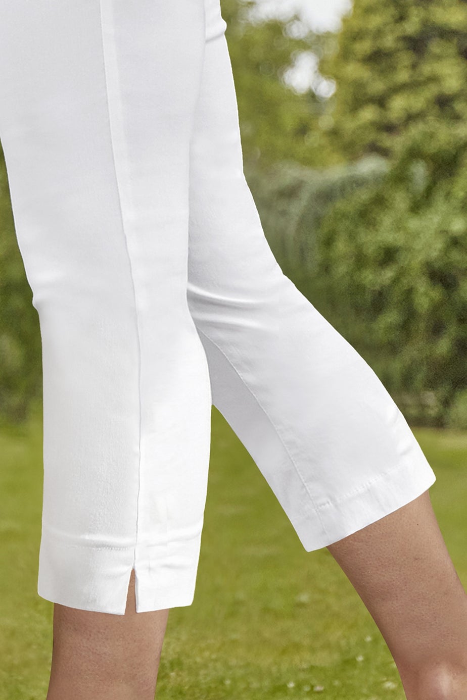 Roman White Petite Cropped Stretch Trousers