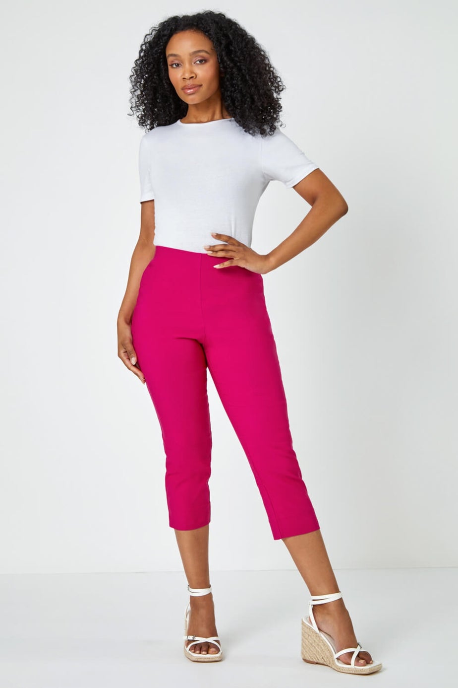Roman Cerise Petite Cropped Stretch Trouser