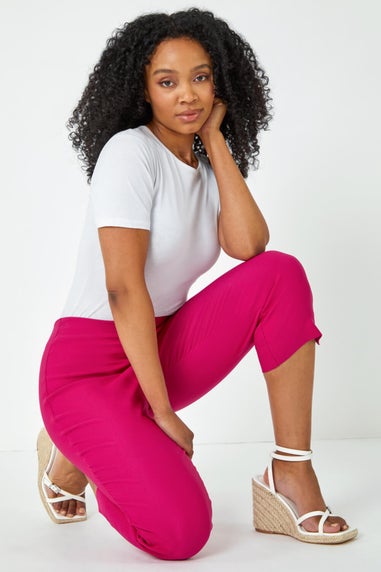 Roman Cerise Petite Cropped Stretch Trouser