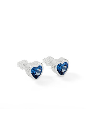 Radley London Silver Sterling Blue Stone Heart Stud Earrings