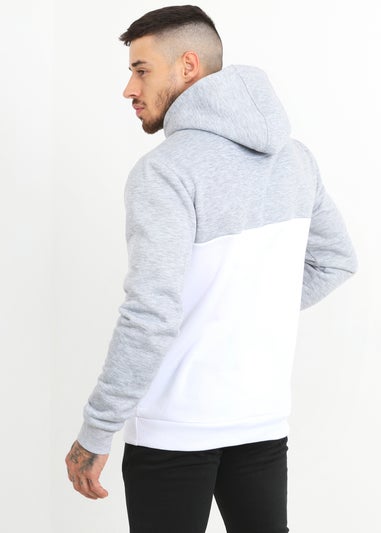 Brave Soul Light Grey Colour Block Overhead Hoodie