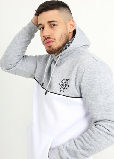 Brave Soul Light Grey Colour Block Overhead Hoodie