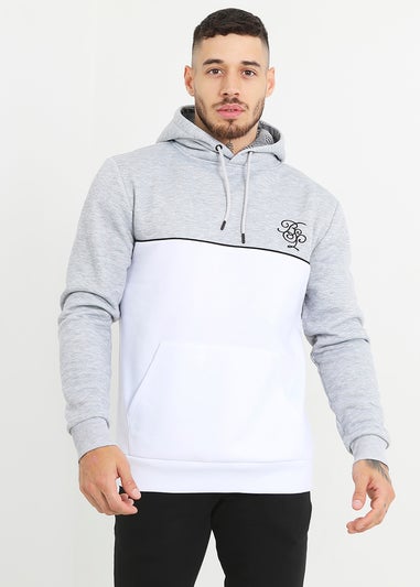 Brave Soul Light Grey Colour Block Overhead Hoodie