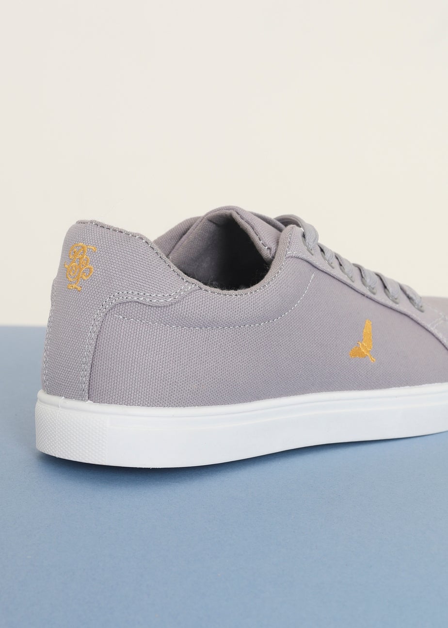 Brave Soul Grey Canvas Lace Up Trainers