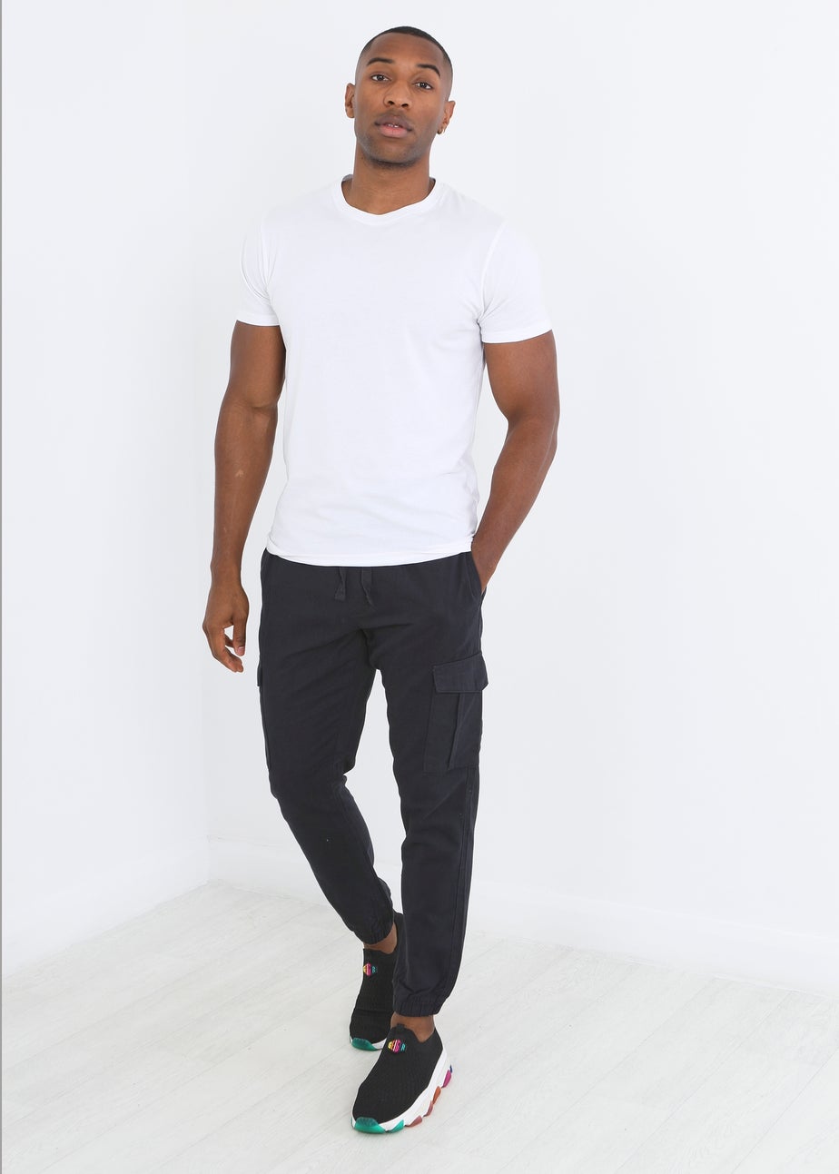 Brave Soul Navy Cotton Twill Cargo Trousers