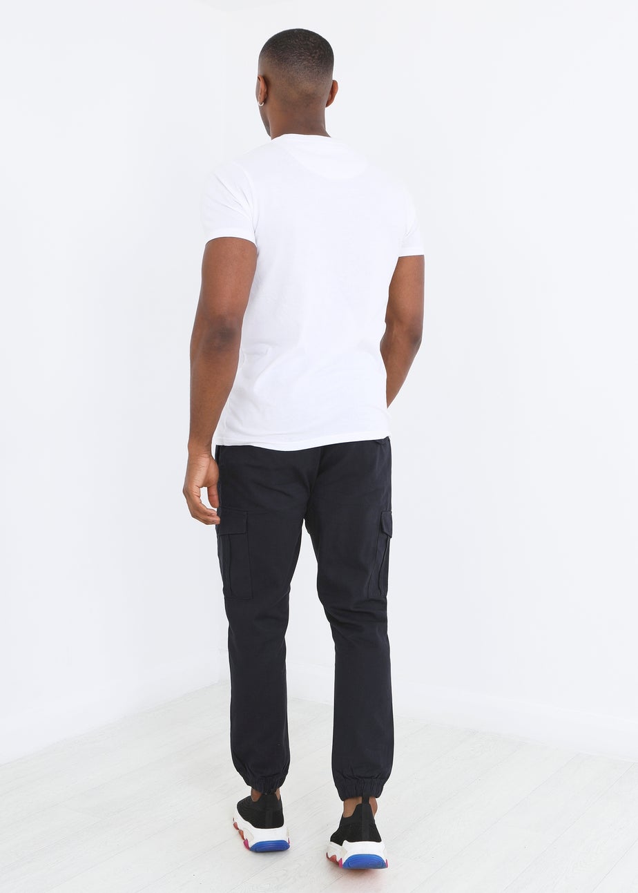 Brave Soul Navy Cotton Twill Cargo Trousers