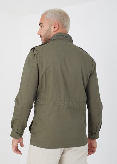 Brave Soul Khaki Cotton Twill Funnel Neck Jacket