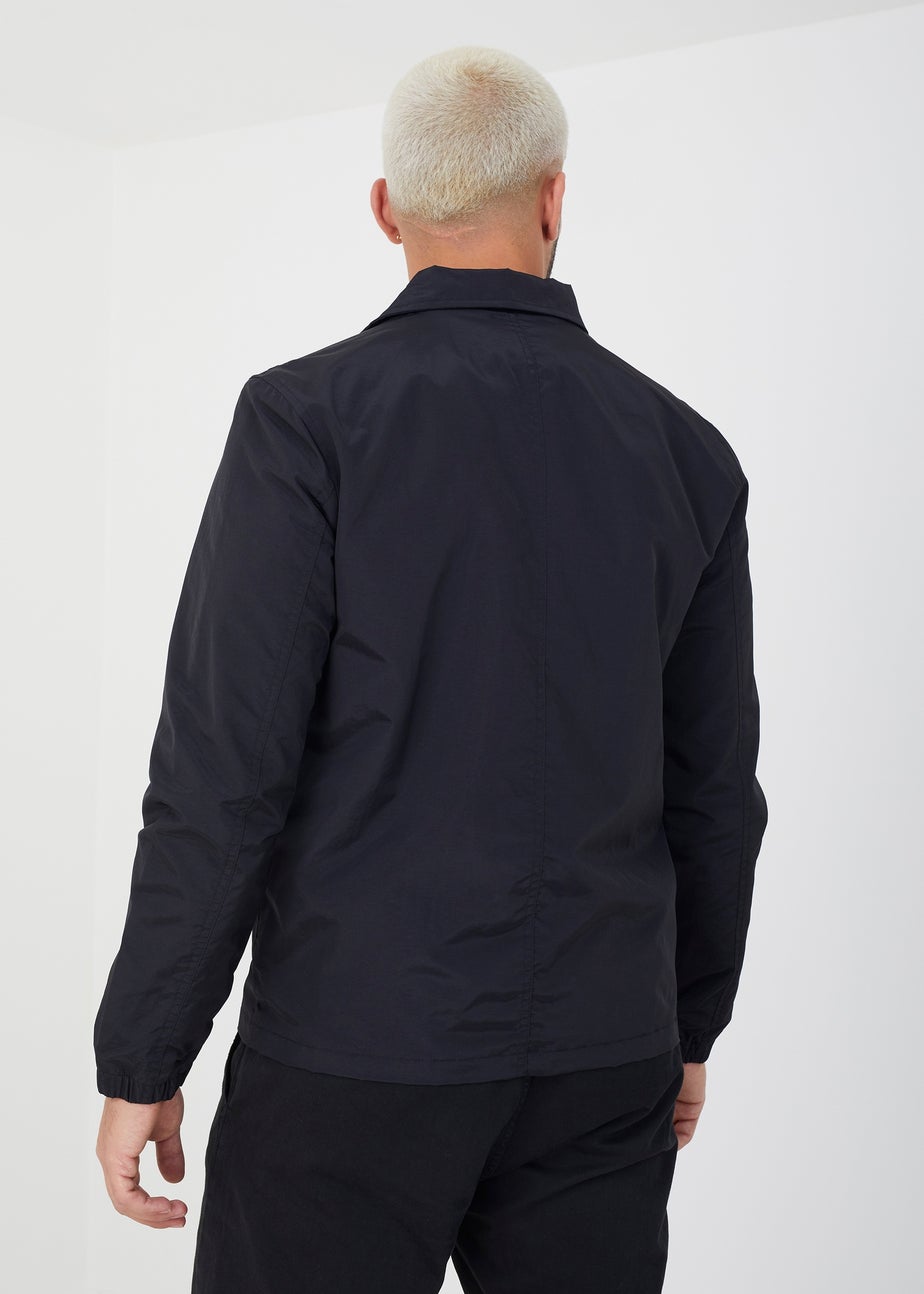 Brave Soul Black Lightweight Stud Fastening Jacket With Collar