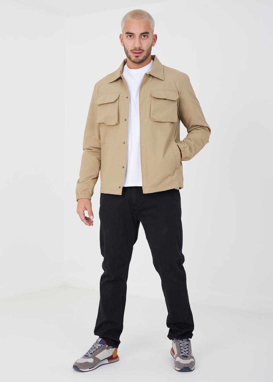 Brave Soul Stone Lightweight Stud Fastening Jacket With Collar