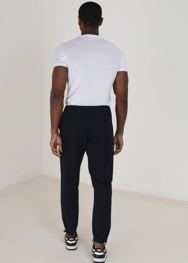 Brave Soul Navy Cotton Linen Blend Cargo Trousers
