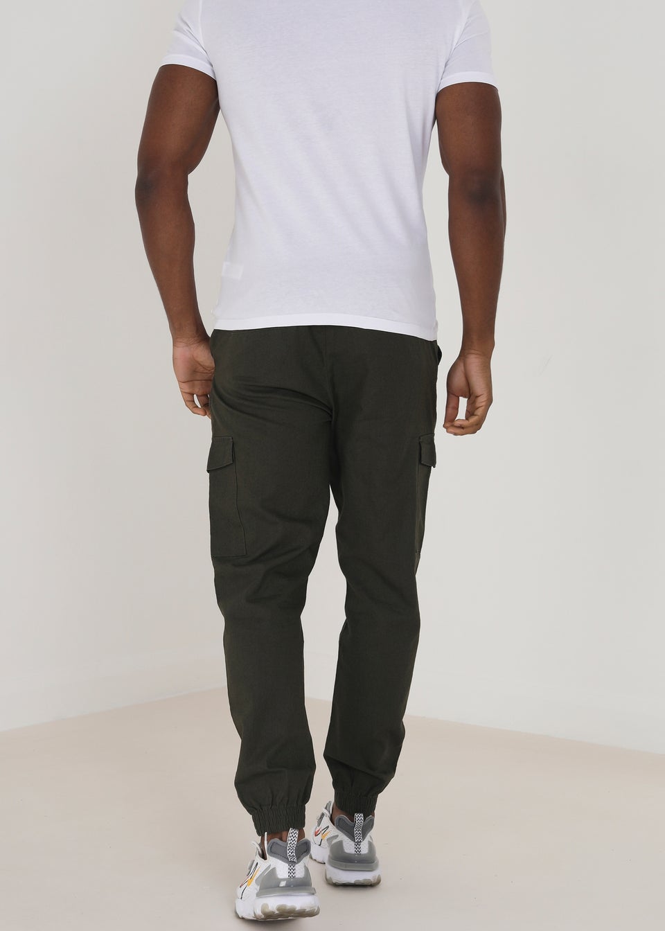 Brave Soul Khaki Cotton Linen Blend Cargo Trousers
