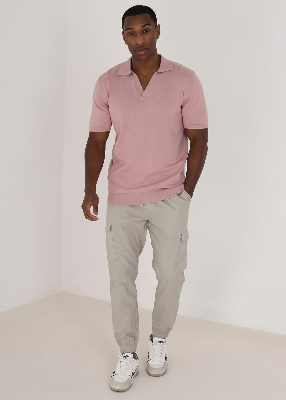 Brave Soul Stone Cotton Linen Blend Cargo Trousers