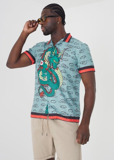 Brave Soul Soft Green Graphic Print Short Sleeve Shirt