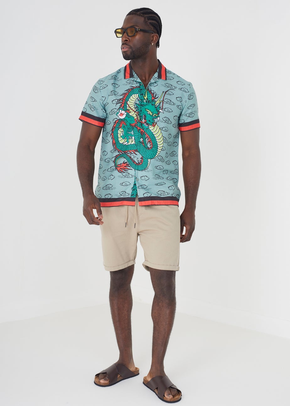 Brave Soul Soft Green Graphic Print Short Sleeve Shirt