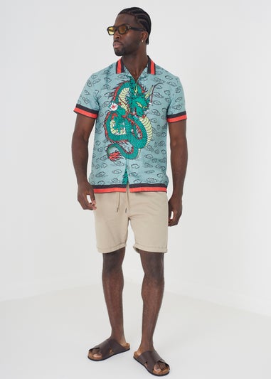 Brave Soul Soft Green Graphic Print Short Sleeve Shirt