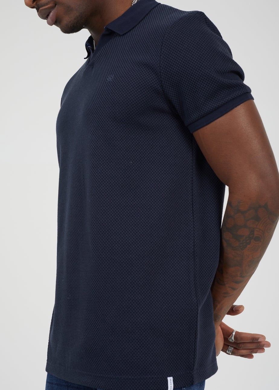 Brave Soul Navy Embroidered Trophy Neck Polo