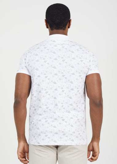 Brave Soul White Cotton Print Polo Shirt