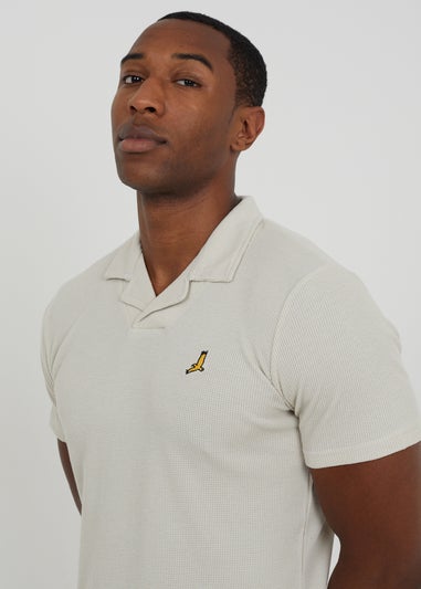 Brave Soul Sand Cotton Blend Waffle Polo Shirt