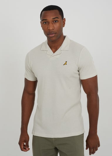 Brave Soul Sand Cotton Blend Waffle Polo Shirt