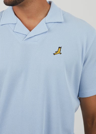 Brave Soul Blue Cotton Blend Waffle Polo Shirt