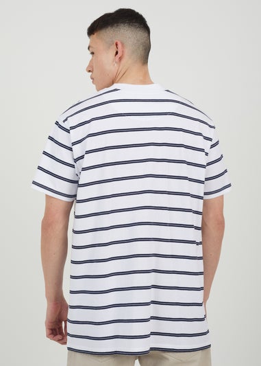 Brave Soul White Cotton Oversized Stripe T-Shirt
