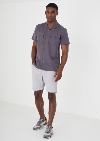 Brave Soul Grey Revere Collar Shirt