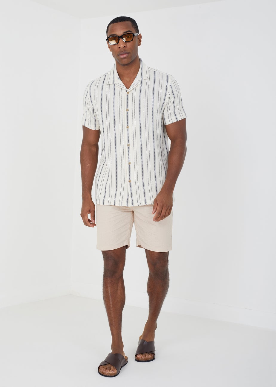 Brave Soul Stone Cotton Seersucker Shorts