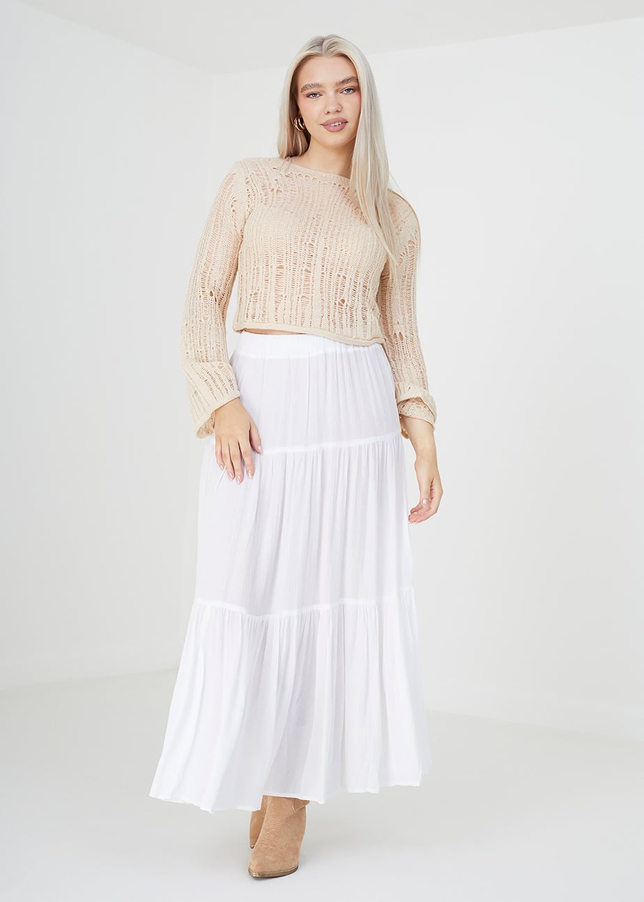 Brave Soul Natural Ladder Stitch Crew Neck Jumper