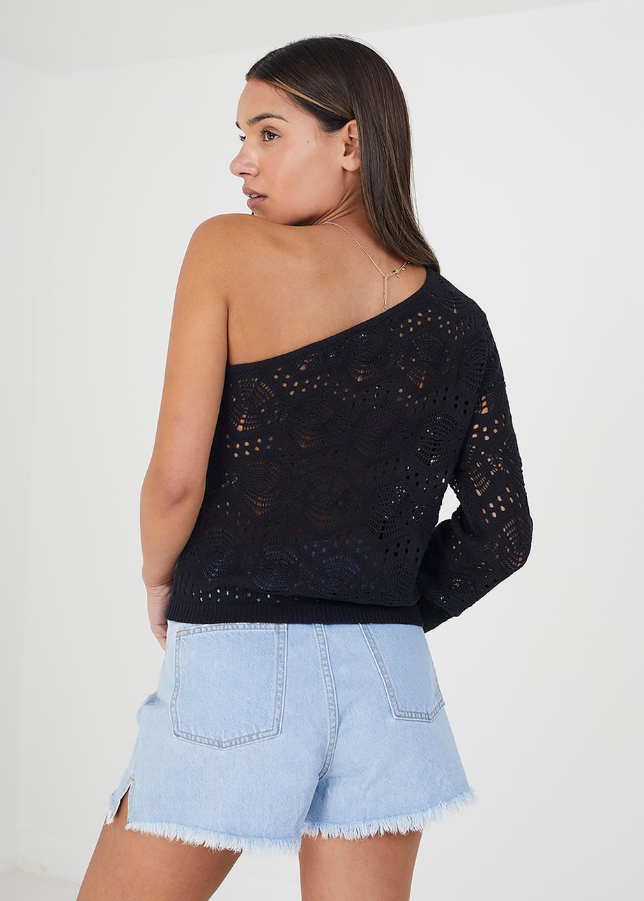 Brave Soul Black Asymmetric Off the Shoulder Jumper