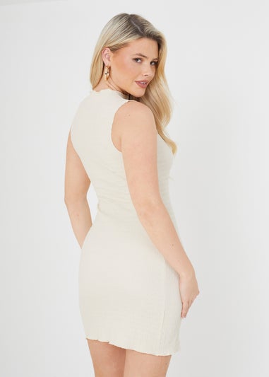 Brave Soul Cream Sleeveless High Neck Mini Dress