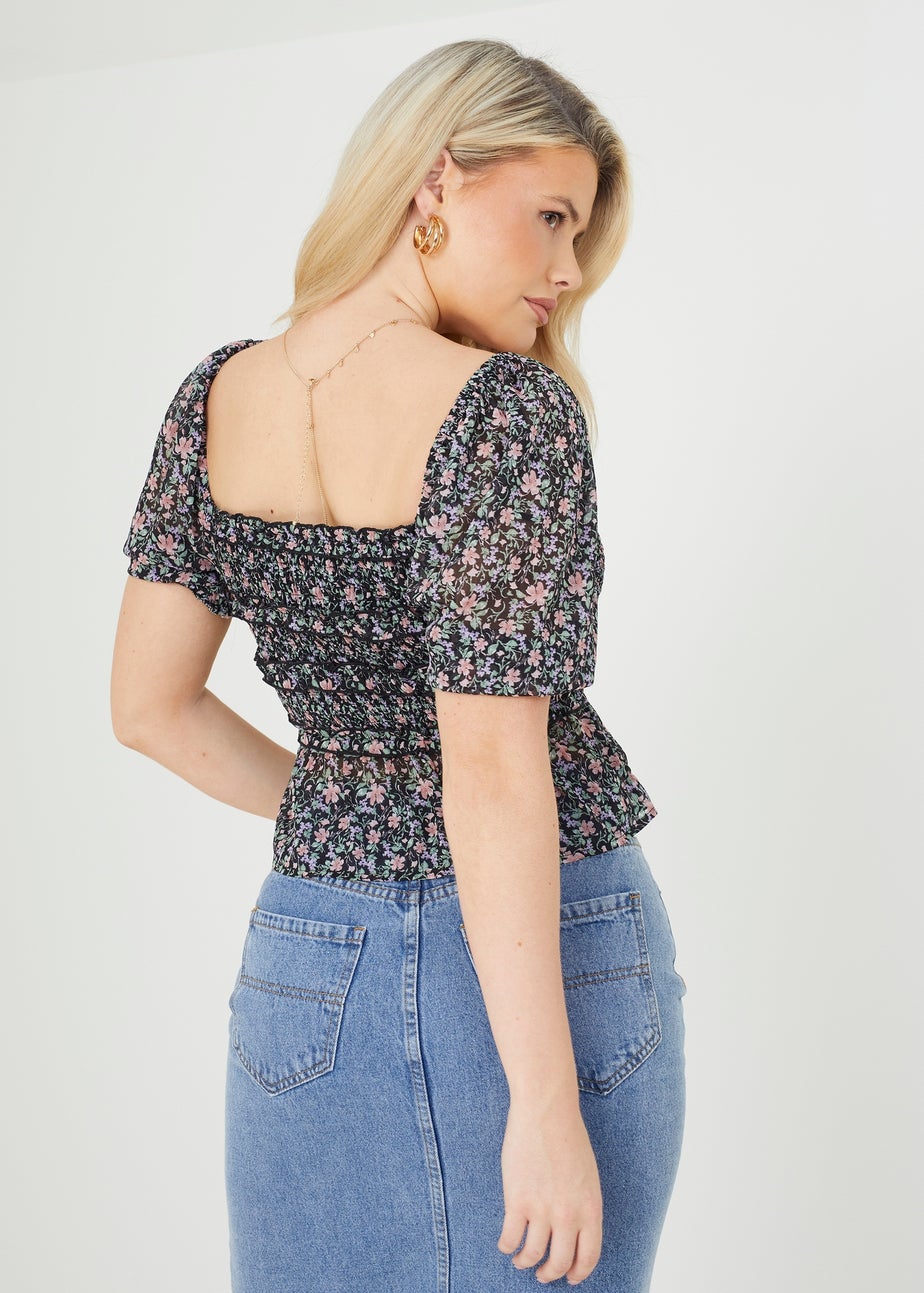 Brave Soul Black Square Neck Smock Blouse