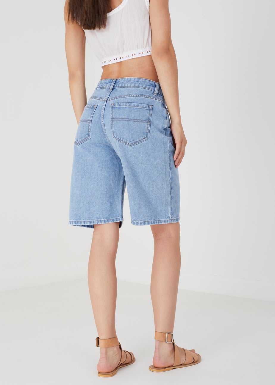 Brave Soul Blue Longline Denim Shorts