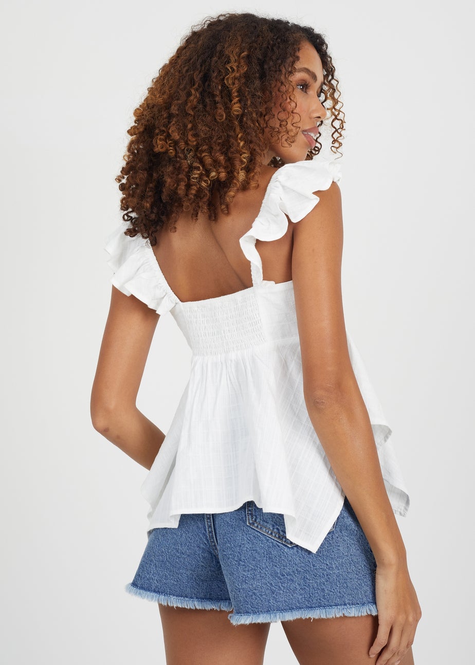 Brave Soul White V-Neck Hankerchief Hem Top