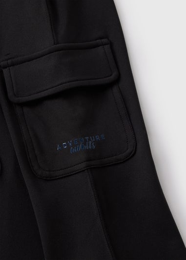 Girls Black Cargo Flare Trousers (7-15yrs)