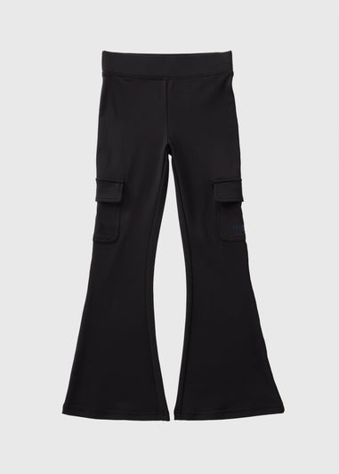 Girls Black Cargo Flare Trousers (7-15yrs)