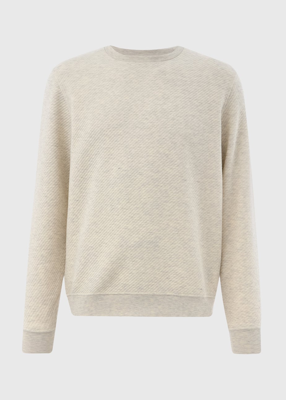 Grey Textured Crew Neck Sweatshirt
