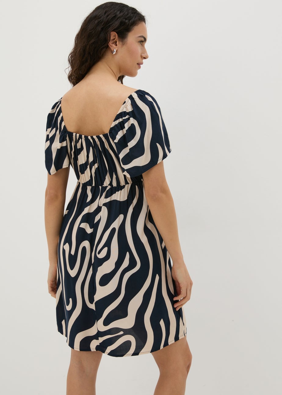 JDY Black Printed Mini Tea Dress