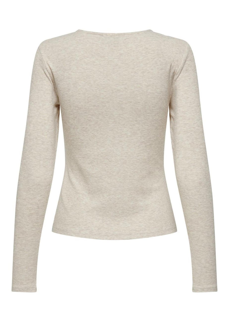 JDY Cream Button Front Ribbed Top