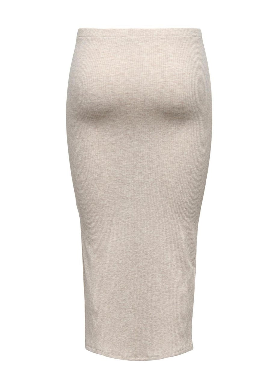 Cream Ribbed Midi Skirt