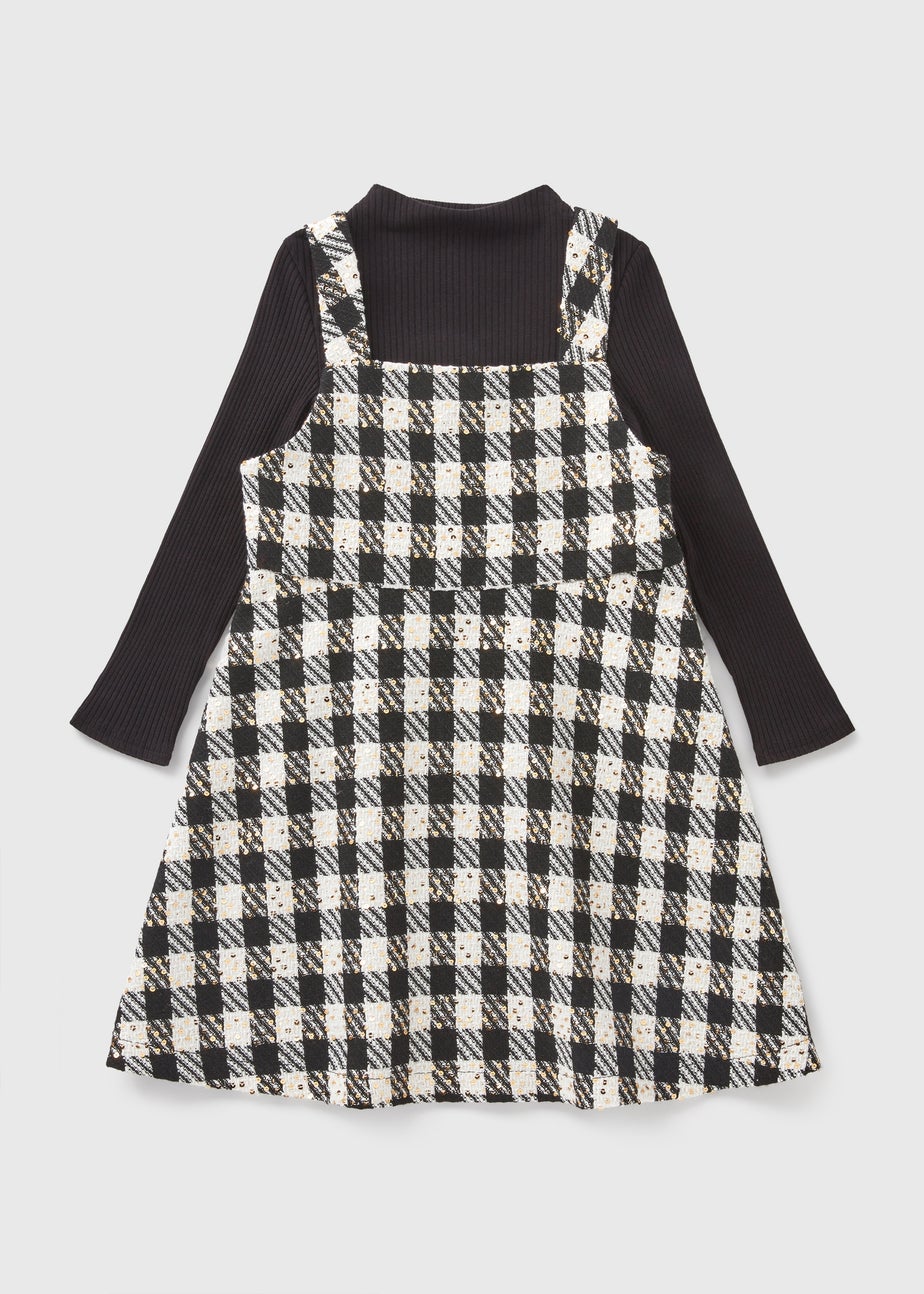 Girls Black Boucle Pinafore & Top Set (7-15yrs)