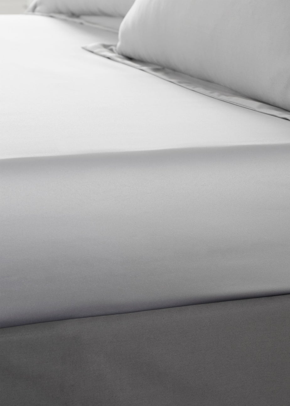 Catherine Lansfield Silky Soft Satin Fitted Sheet Silver