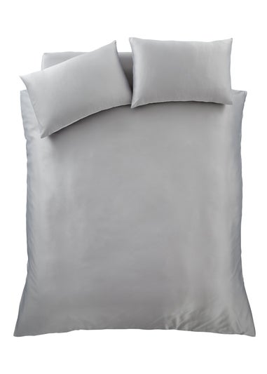 Catherine Lansfield Silky Soft Satin Duvet Cover Set Silver Grey
