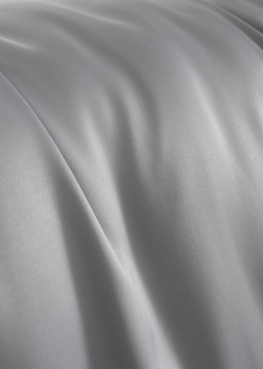 Catherine Lansfield Silky Soft Satin Duvet Cover Set Silver Grey
