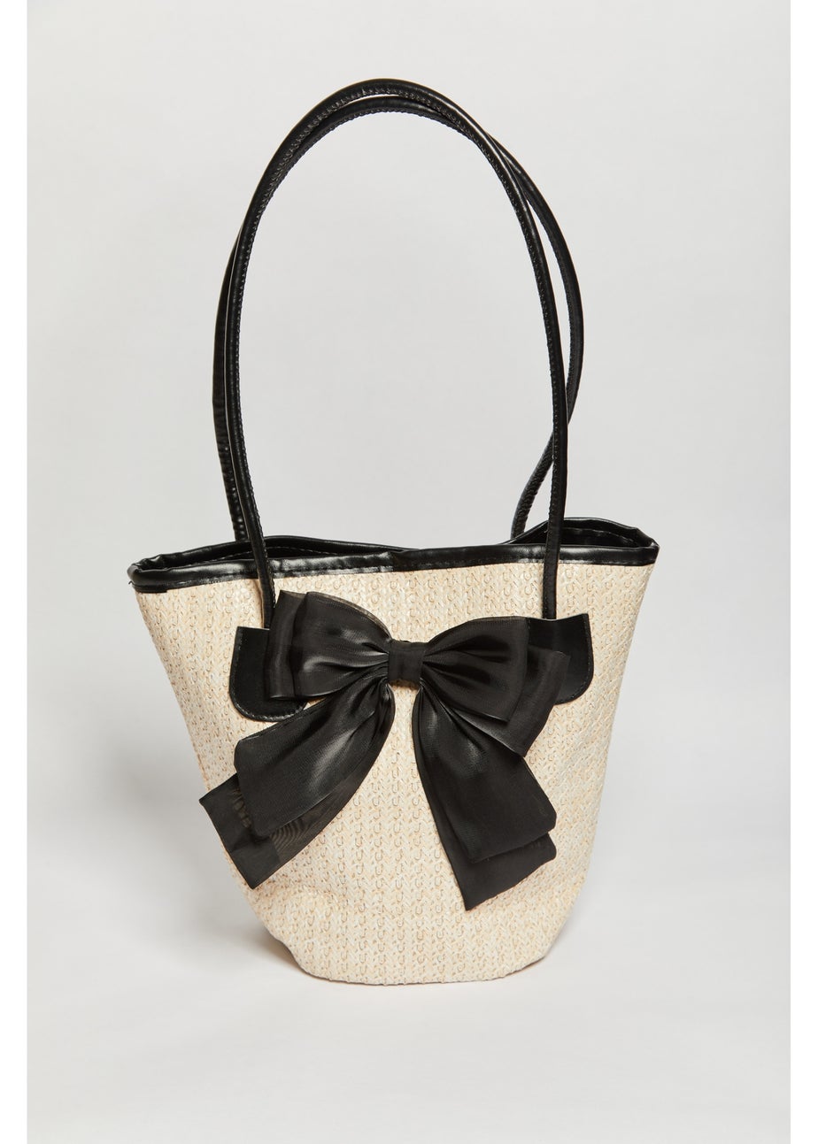 Madein Bow Raffia Shoulder Bag