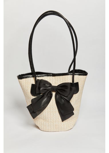 Madein Bow Raffia Shoulder Bag