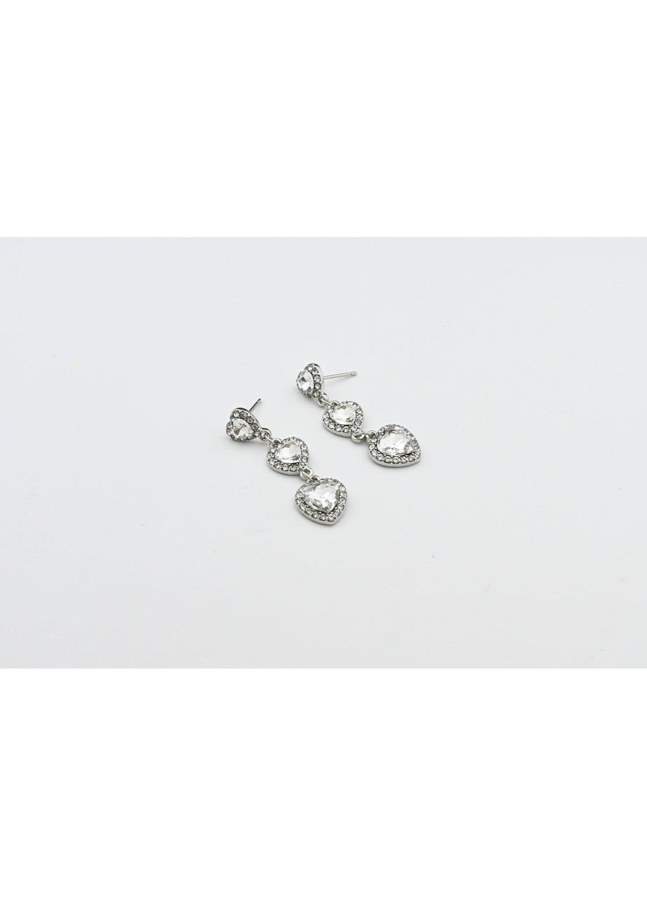 Madein Silver Heart Jewel Drop Earrings