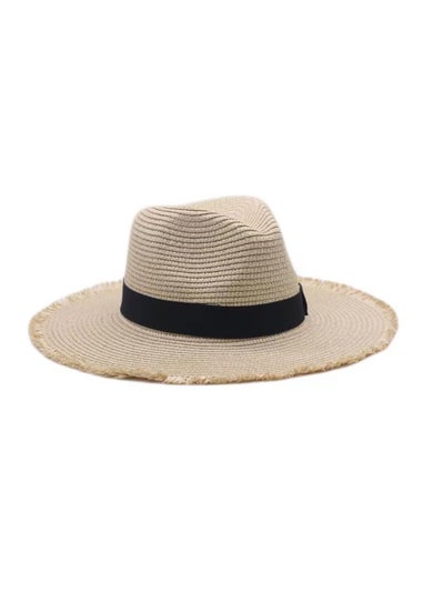 Madein Black Ribbon Detail Fedora With Frayed Edge