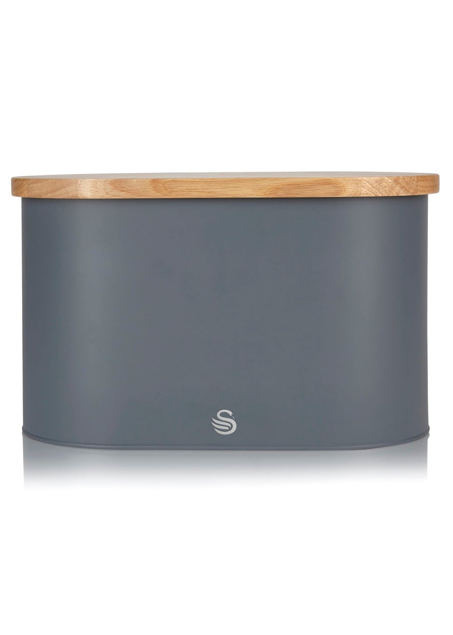 Swan Nordic Oval Bread Bin With Cutting Board Lid