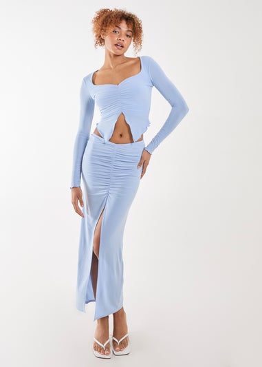 Pink Vanilla Blue Slinky Ruched Butterfly Top