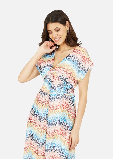 Yumi  Multi Heart Wave Kimono Button Through Dress